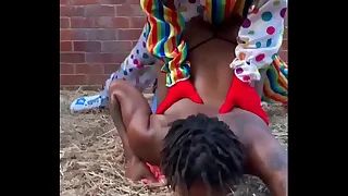 Gibby The Clown fucks ebony in a barn